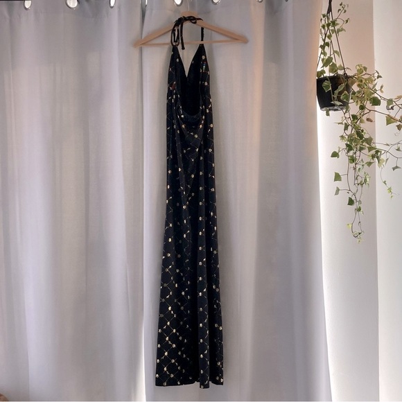 COOGI Black and Gold Halter Maxi Dress, Size M - Picture 4 of 5